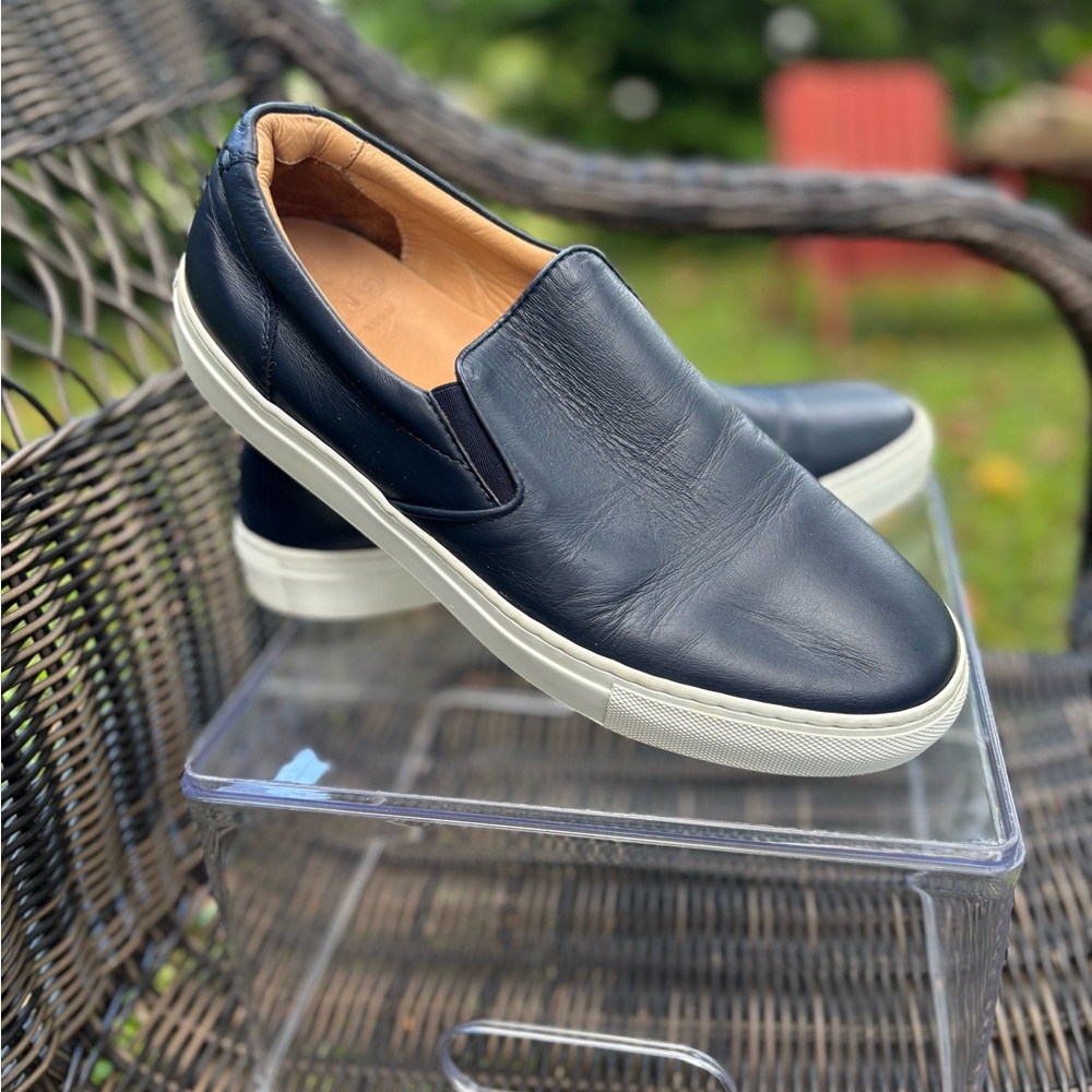Greats Navy Leather Loafer Slip-Ons